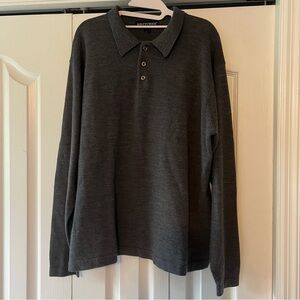 Britches Charcoal Gray Polo Long Sleeve Wool Sweater Size Large